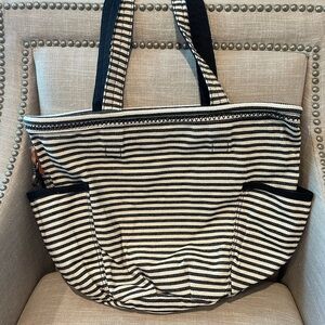 Thirty-One Black and White Striped Tote